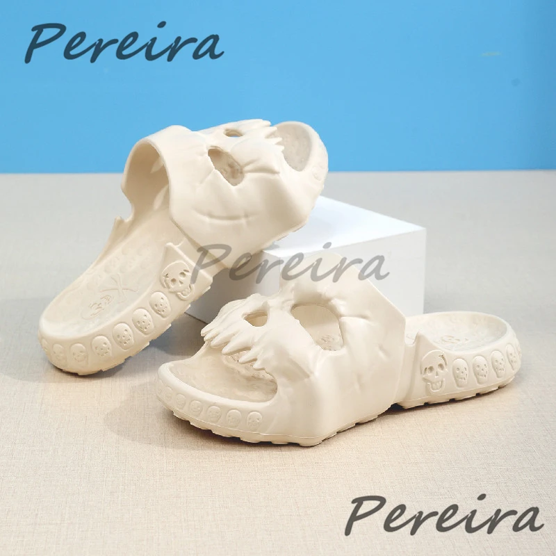 Niche Design Skeleton Slippers for Men Women Novel Skull Open Toe Hollow Sandals Summer New Indoor Outdoor Couple Casual Shoes
