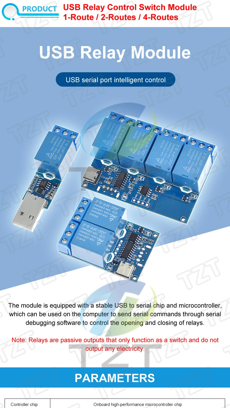 TZT 1/3 Stück LCUS-1/2/4-Wege USB-Relaismodul TZT Elektronischer Konverter USB Intelligenter Steuerschalter für Arduino – Detail 1
