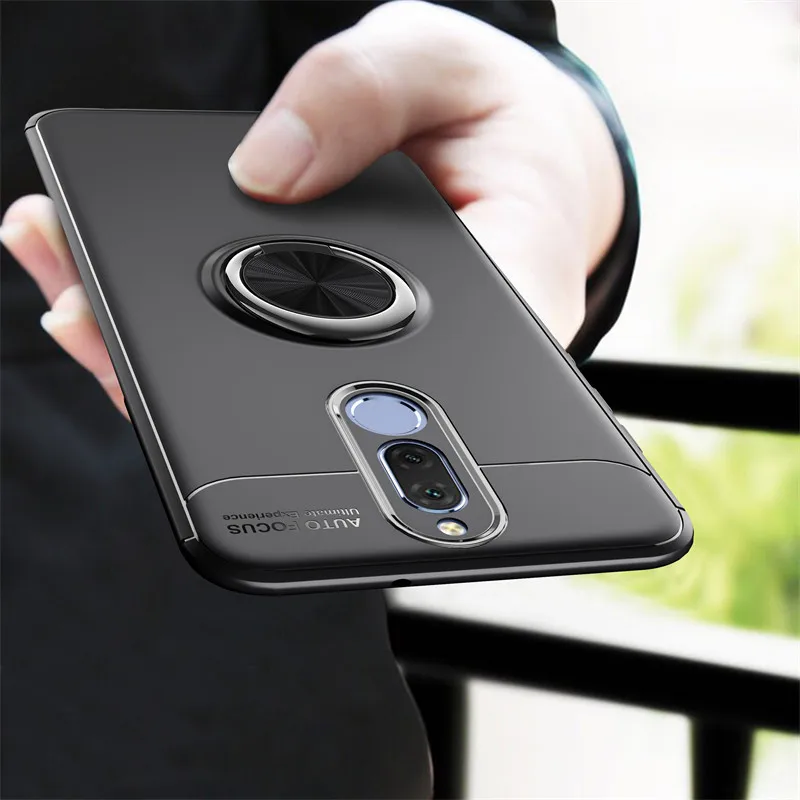 

Чехол для Huawei Mate 10 Lite RNE L21, автомобильный держатель, магнитное кольцо, задняя крышка для Huawei Mate 10 Lite Mate10Lite, мягкий силиконовый чехол из ТПУ