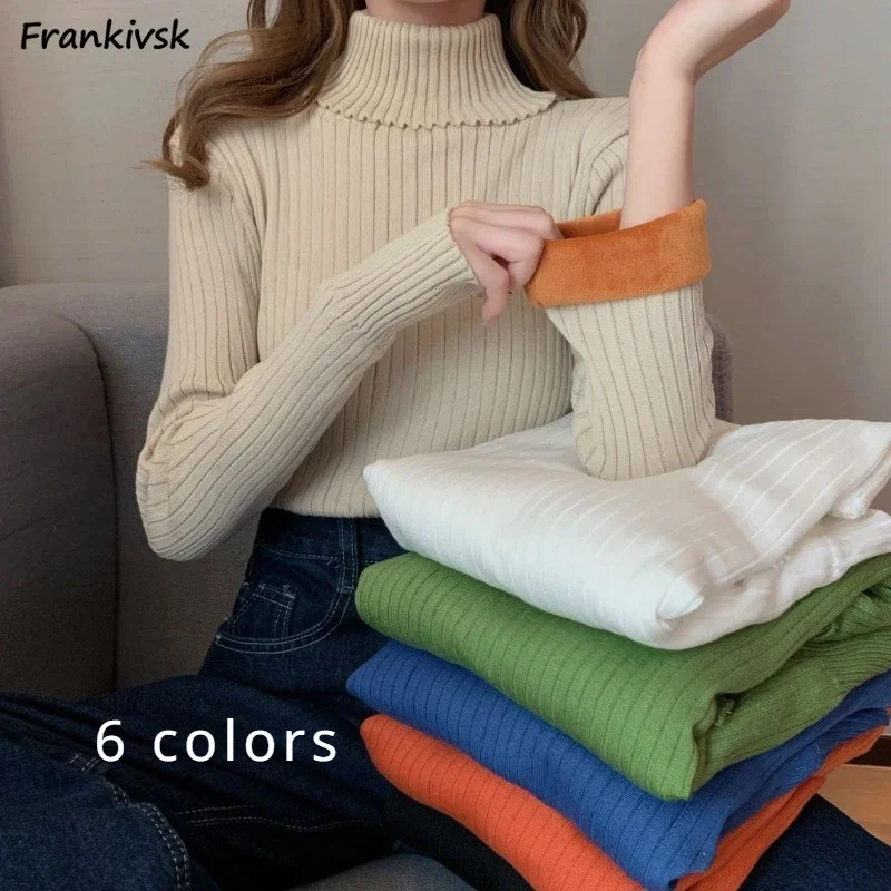 

Solid Sweaters Women Slim Minimalist Turtleneck Advanced Autumn Winter Stretchy Tender Lounge Temperament Versatile Popular Ins