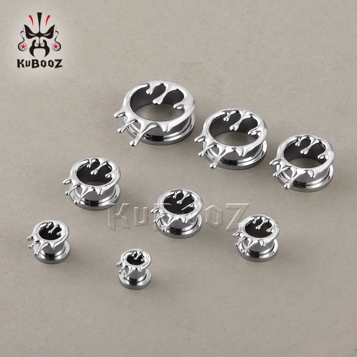 KUBOOZ Ear Gauges Extenders Tunnels Plugs Screw Stretchers Body Piercing Jewelry Earring Stainless Steel 2PCS