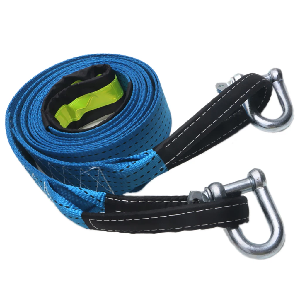 Car SUV Towing Strap Tow Rope Car 5 Meters for luminous U-hook Blue