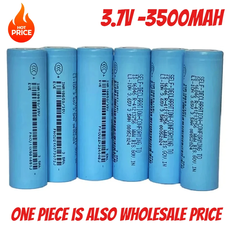 100% Original 18650 3500mAh Power Battery INR18650/35V 3500mAh Li-ion 3.7v Rechargeable Battery 18650 Battery 1-20 Pieces