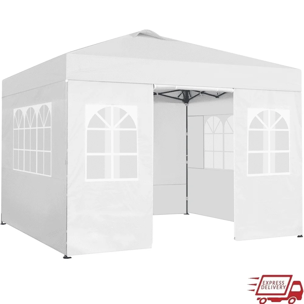 

10x10ft Instant Pop Up Canopy with 4 Side Walls Adjustable Height Water Resistant Outdoor Event Shade Roller Bag Included