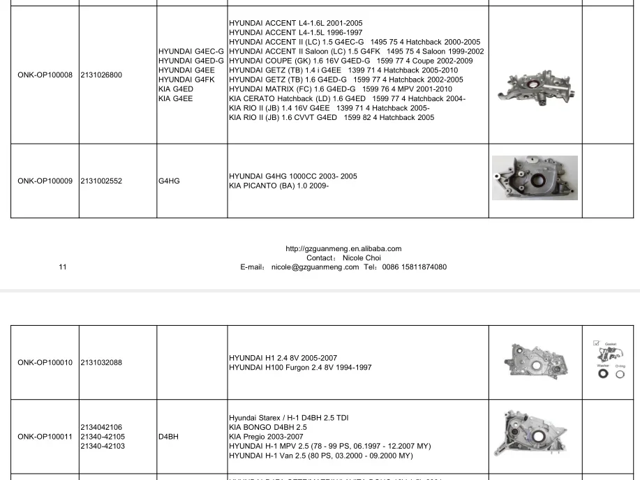 ONEKA  OIL PUMP MD181581-2 4D55 ENGINEFOR Mitsu bishi L200 L300 4D56T 2.5 Turbo Dies el HYU NDAI H100 D4BB D4BF