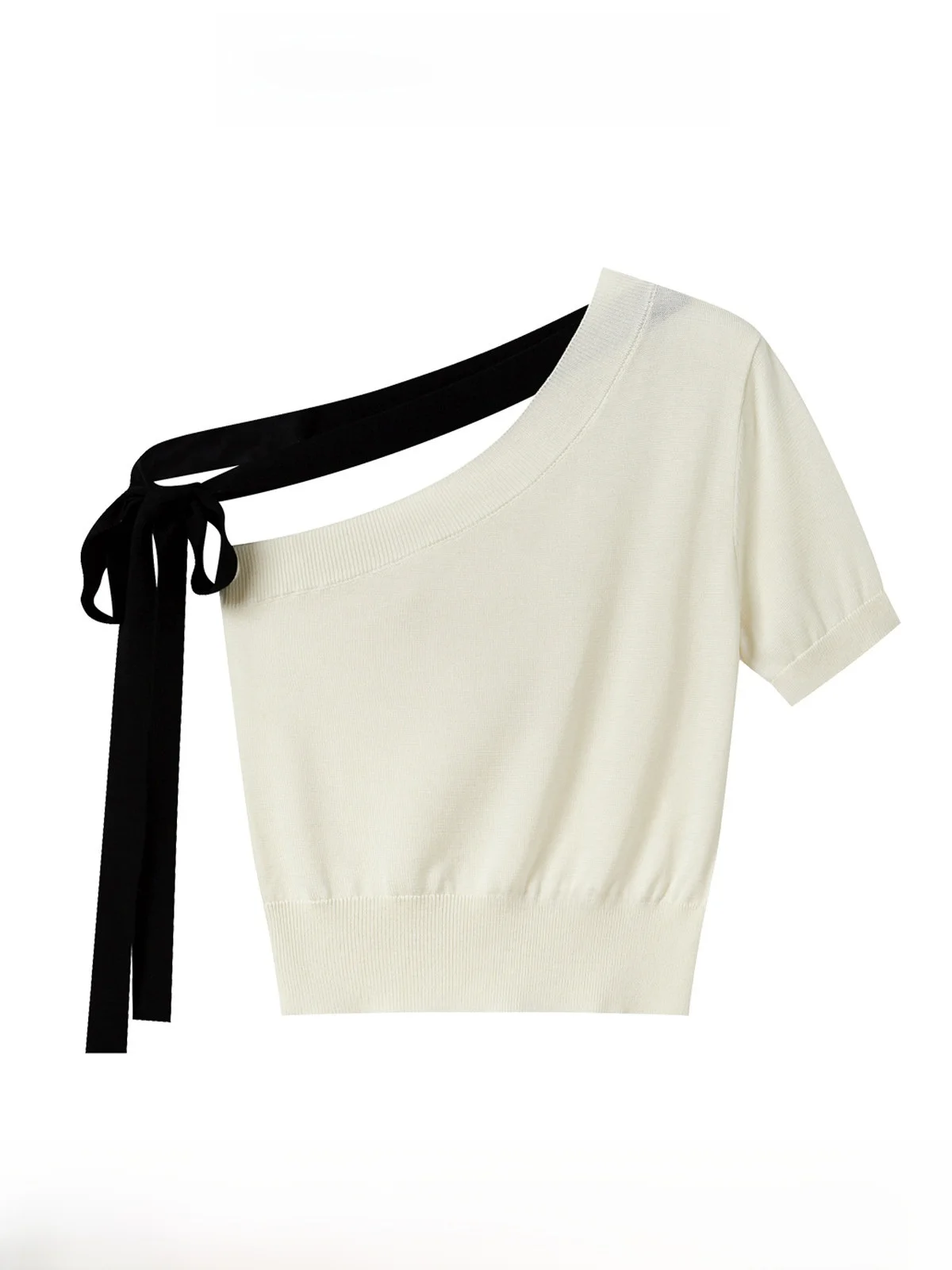 

Женский трикотажный топ с завышенной талией, цветной вязкой и повязкой, повседневный, удобный, в корейском стиле