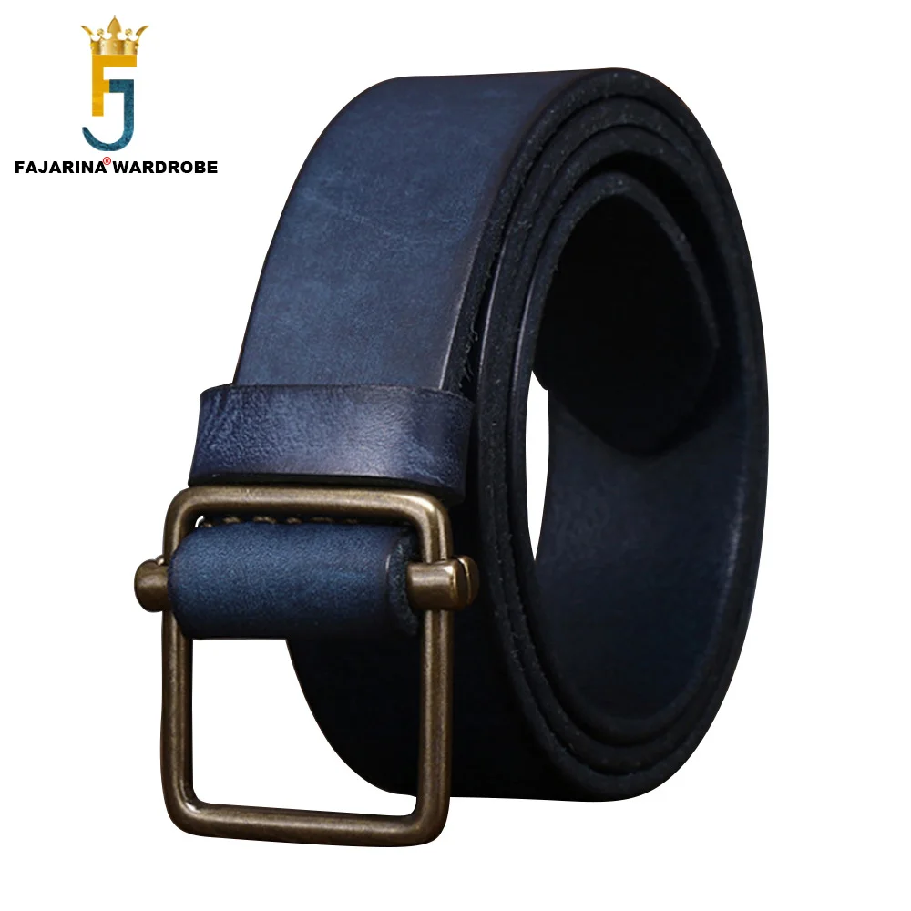 

FAJARINA New Men's Non Perforated Leather Belts Smooth Buckle Layer Cowhide Belt 3.8cm Wide