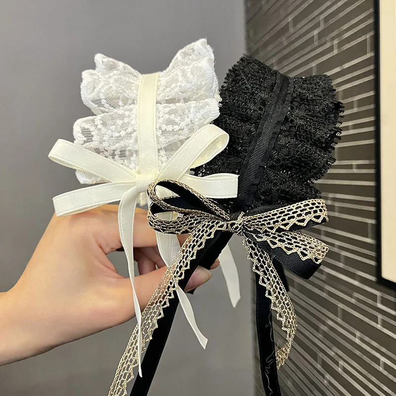 漫画レトロロリ風プリーツレース子供用かわいいヘッドバンドヘアバックルヘアアクセサリープリンセスドレスヘアピン
