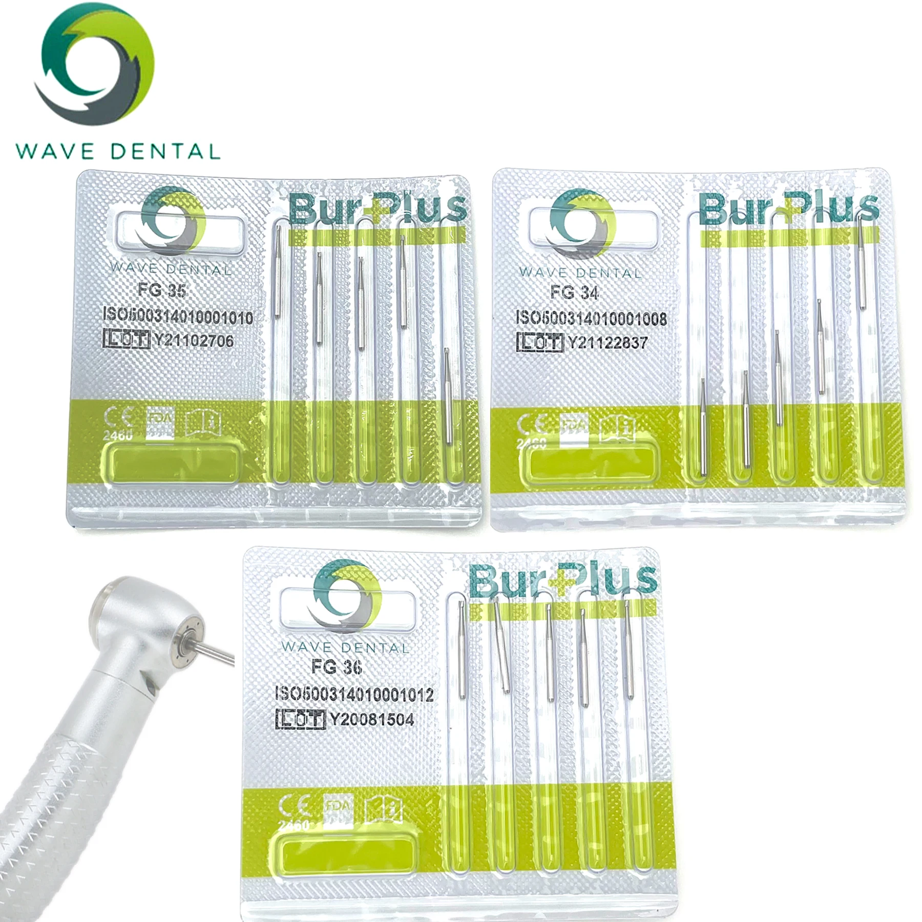 PRIMA WAVE Dental Tungsten Carbide Burs Dental Burs Round/Inverted Cone Head FG Series For High Speed Handpiece 5Pcs/Pack