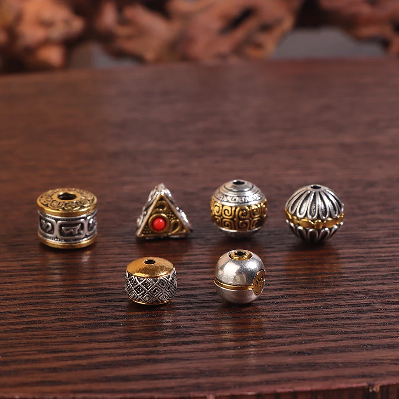 

5Pcs Antique Silver Gold Color Tibetan Loose Bead Big Hole Spacer Beads For DIY Jewelry Making Charms Bracelet Finding