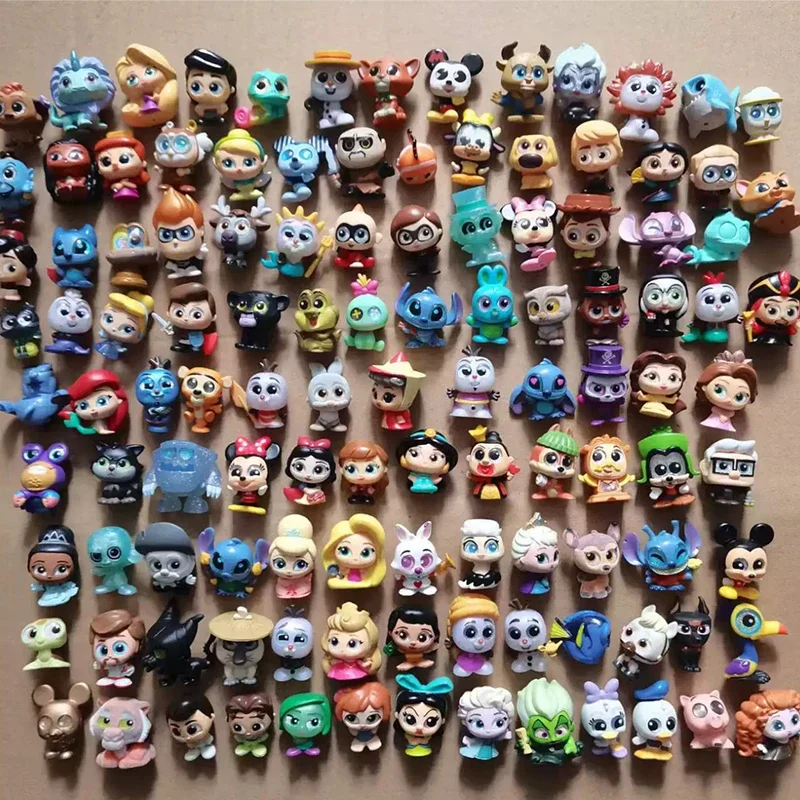 Disney doorables figuras dos desenhos animados 10/20/50 pçs kawaii mickey mouse princesa anna elsa vidro grande olhos boneca série coletar presente do miúdo