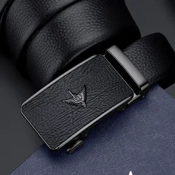 Trendy men's high-end belt with automatic buckle, genuine leather business belt, fashionable and personalized belt