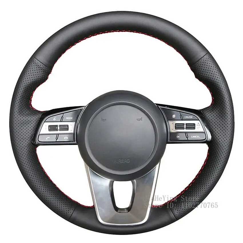 

Hand Sewn Non-slip Custom Artificial Leather Hand-stitched Car Steering Wheel Cover for Kia K5 Optima 2019 Interior Accessories