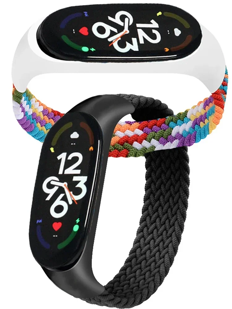 Braided Solo Loop for xiaomi Mi band 7 Watch Strap Nylon watchband NFC Bracelet smart Miband6 belt correa on Mi band 7 6 5 4 3 image 2