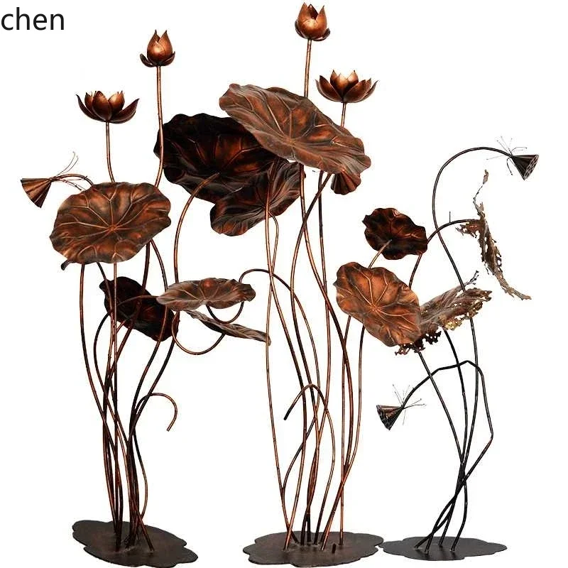 BJ-16  Stainless steel lotus leaf sculpture soft decoration hotel pool forged iron metal lotus flower landscape decoration