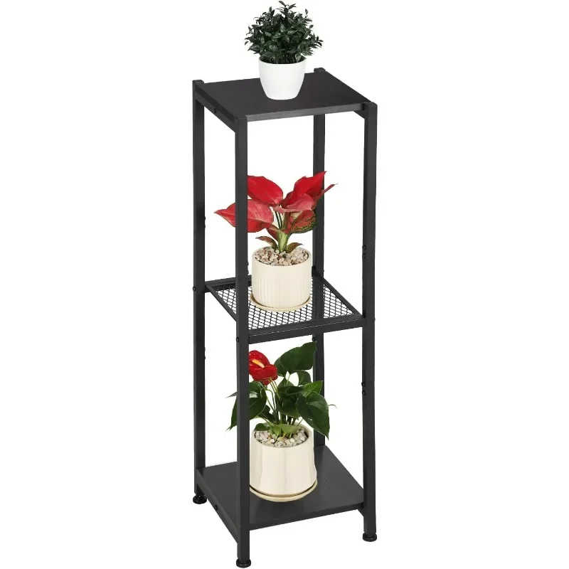 Indoor Super Tall Plant Stand, 40 Inch Plant Stand, 3 Layer Metal Plant Stand, Heavy Wood and Metal Mesh