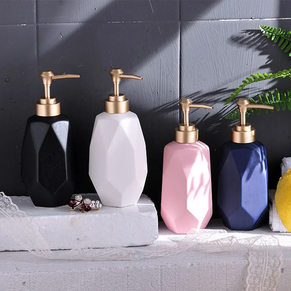 

1Pcs Press Pump Bottle Creative Ceramic Lotion Dispenser Liquid Soap Holder Makeup Sub Container White for Home Sink Use