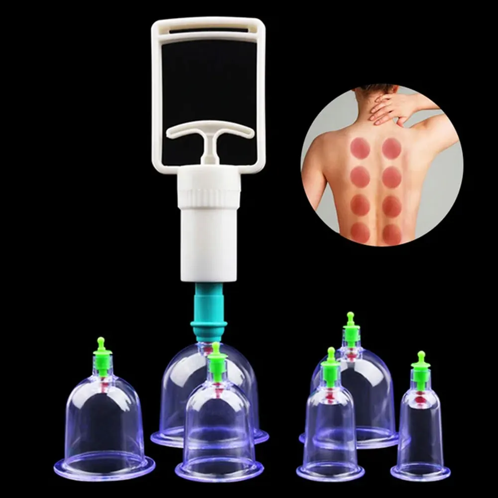

6 PCs Vacuum Cupping Set for Back Massage Suction Detox Body Cups Set with Jar for Home Therapy Fitness Health Care