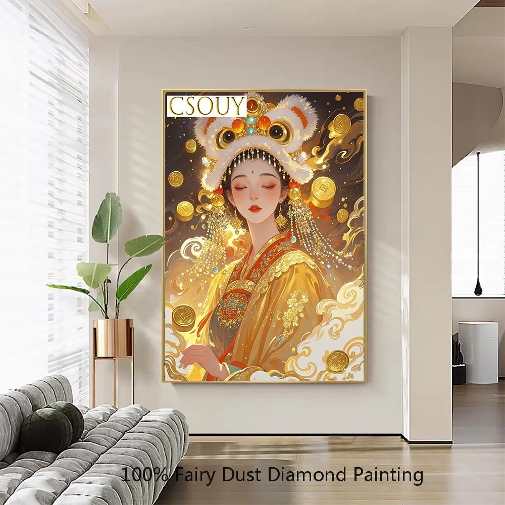 

Queen's Beautiful Dress Fairy Dust Full Square Diy Diamond Painting Cross Stitch Embroidery Mosaic Home Decor Needlework Crystal
