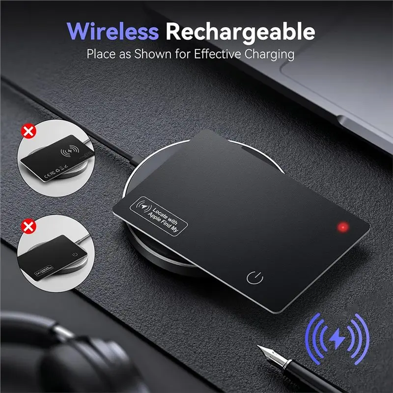 A25P Bluetooth Enabled Air-Tag-Wallet Tracker Card Works With IOS Find My, Finder Item Locator For Luggage, Passports, Purse