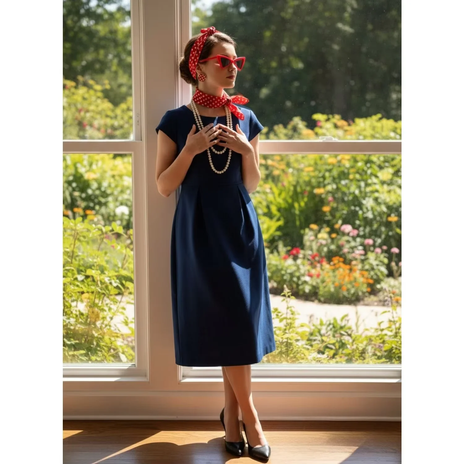 PESENAR accessori per vestire le donne anni '50 occhiali da vestire collana fascia sciarpa di seta orecchini 7 pezzi