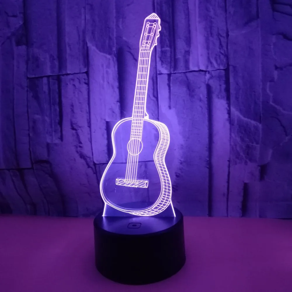 Guitar 3D Led Lamp 7 Color Change USB 3d led Light for baby sleeping Nightlight Kids holiday gift