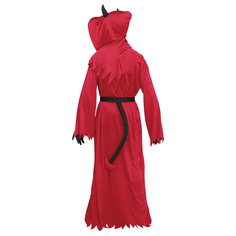 Character Red death Cosplay Evil devil Horn Costume Red Cloak Halloween for kid  Devil