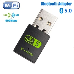 Tarjeta de red inalámbrica de doble banda, receptor de ordenador de alta velocidad 5G, Usb, Bluetooth 5,0, Wifi, 2 en 1, 600M