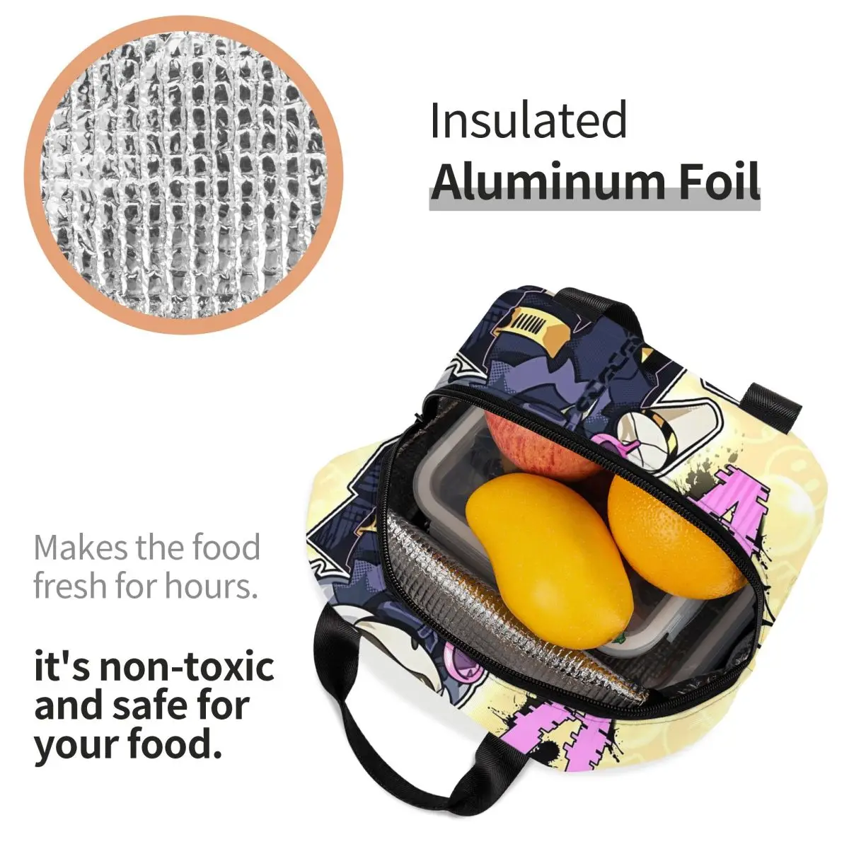 Anime Murder Drones V Borse per il pranzo isolate Borsa termica Contenitore per pasti Cartone animato Borsa per il pranzo ad alta capacità Borsa per alimenti College