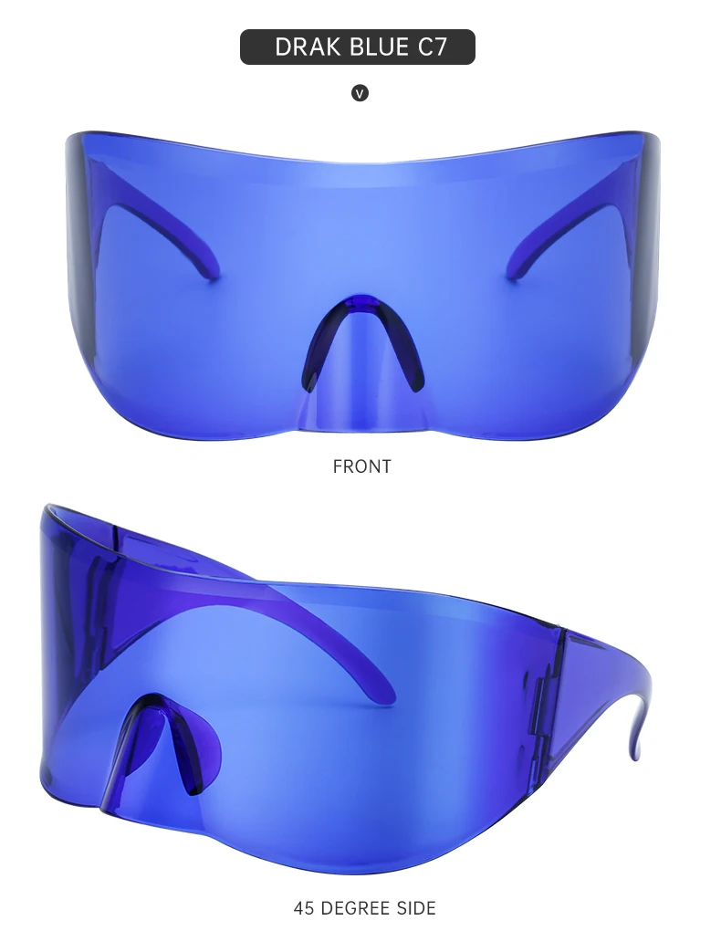 Rechteckige Masken-Sonnenbrille für Damen und Herren 2026 Luxusmarken-Designer Punk Sonnenbrille Steampunk Y2k Übergroße Shield-Brille – Detail 19