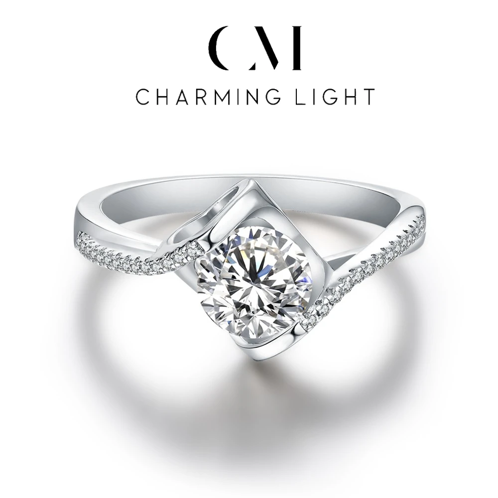 

Charming Customize 1.0CT Moissanite Ring Lab Diamond Round Cut 925 Sterling Silver For Women Passed Diamond Test Elegant Rings