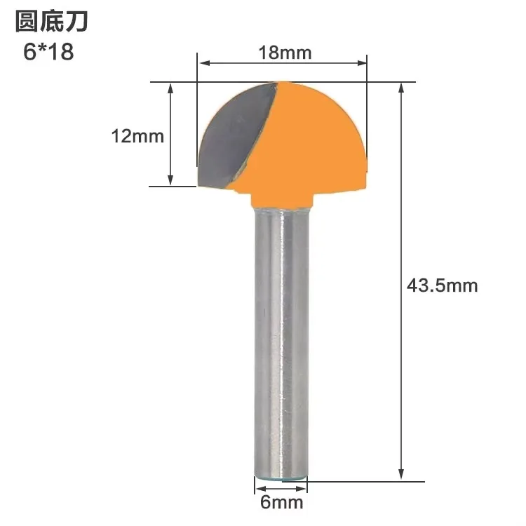 4PC/Set 6MM Shank Milling Cutter Wood Carving Solid Carbide Round Nose Bits Round Nose Cove Core Box Router Bit Shaker Cutter