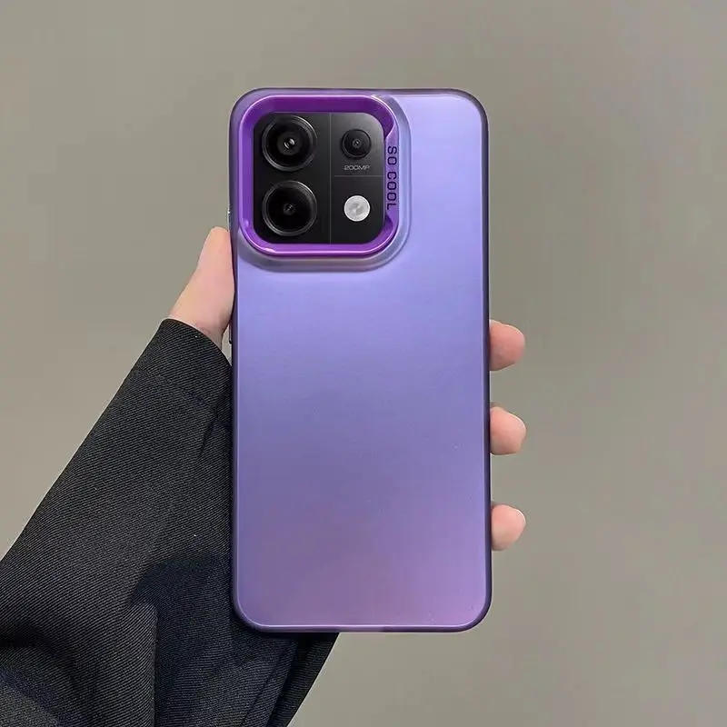 غطاء خلفي صلب لـ Xiaomi Redmi Note ، جلد الشفق المعدني ، ليزر غير لامع ، فاخر ، Redmi Note 13 Pro Plus ، 5G