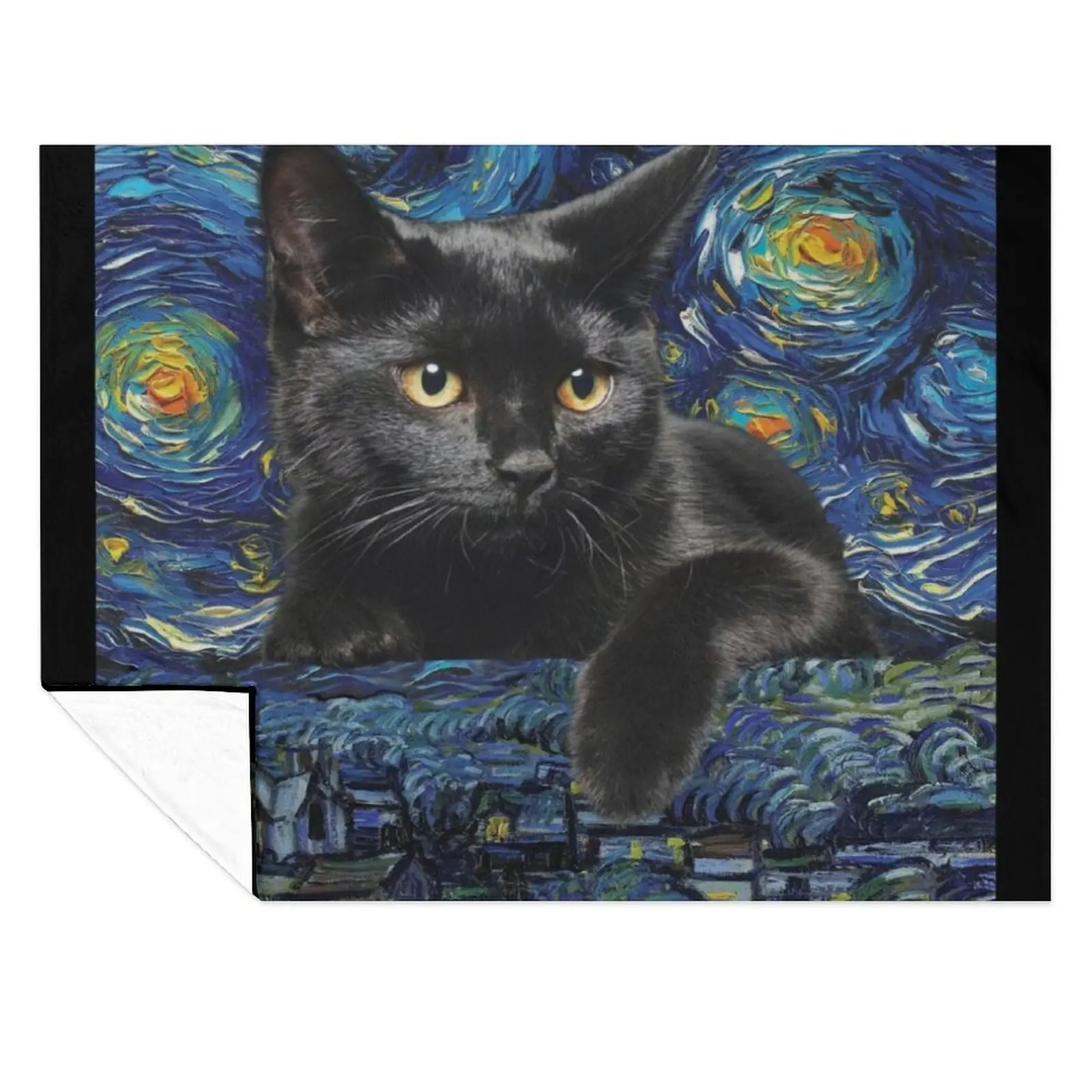 

black cat art designblanket Throw Blanket Comforter Thermals For Travel Shaggy Cute Plaid Blankets