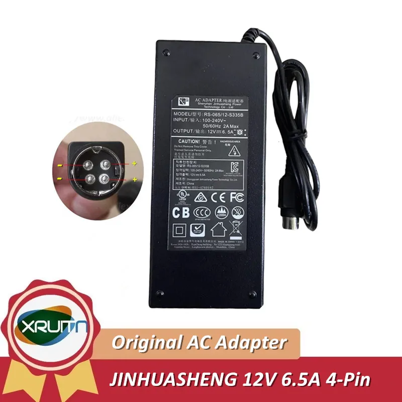 Genuine JINHUASHENG RS-065/12-S335B 12V 6.5A 78W 4PIN (Din) AC Adapter Charger for Orico ns500ru3 Hard Disk Cabinet Power Supply