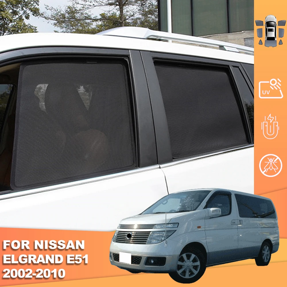 

For Nissan Elgrand E51 2002-2010 Magnetic Car SunShade Shield Front Windshield Curtain Rear Side Baby Window Sun shade Visor