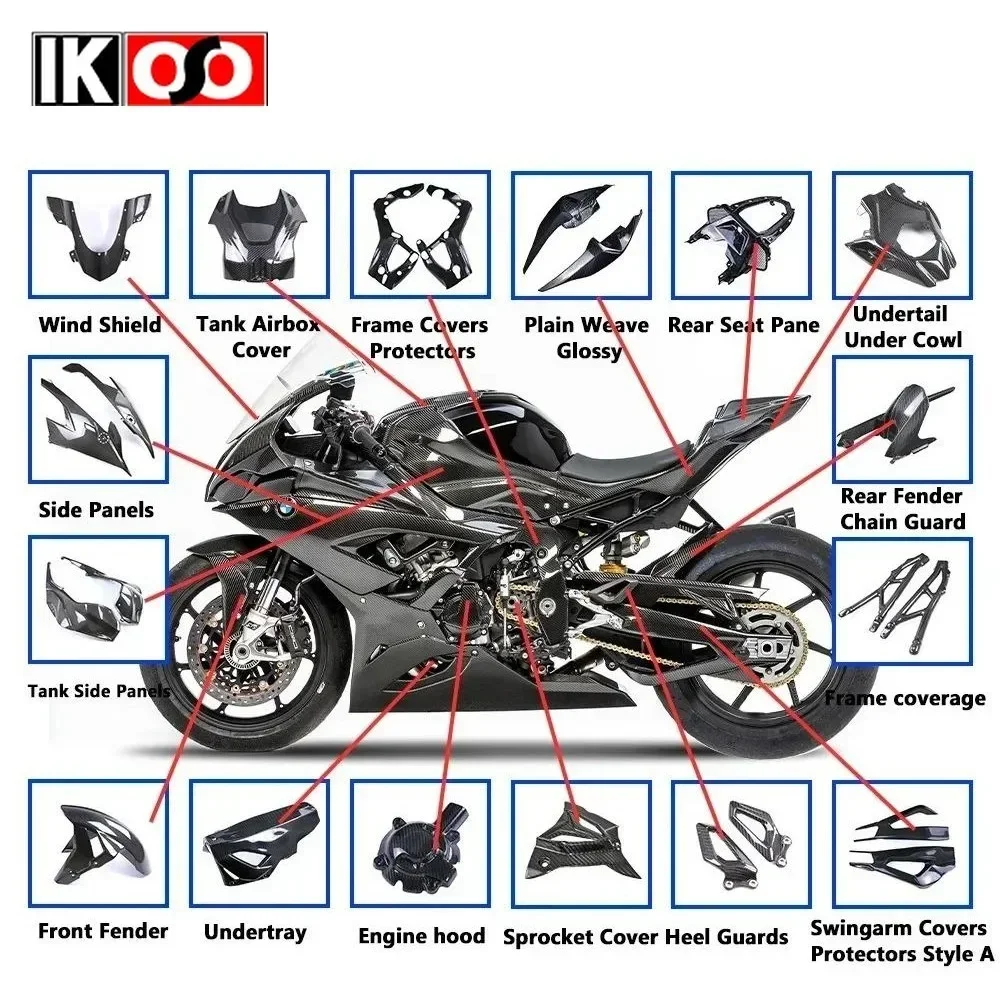 For BMW S1000RR 2019 + Pure 3K Full Dry Carbon Fiber Exhaust Pipe Connection Bracket Fairing Motorcycle Modification Accessories