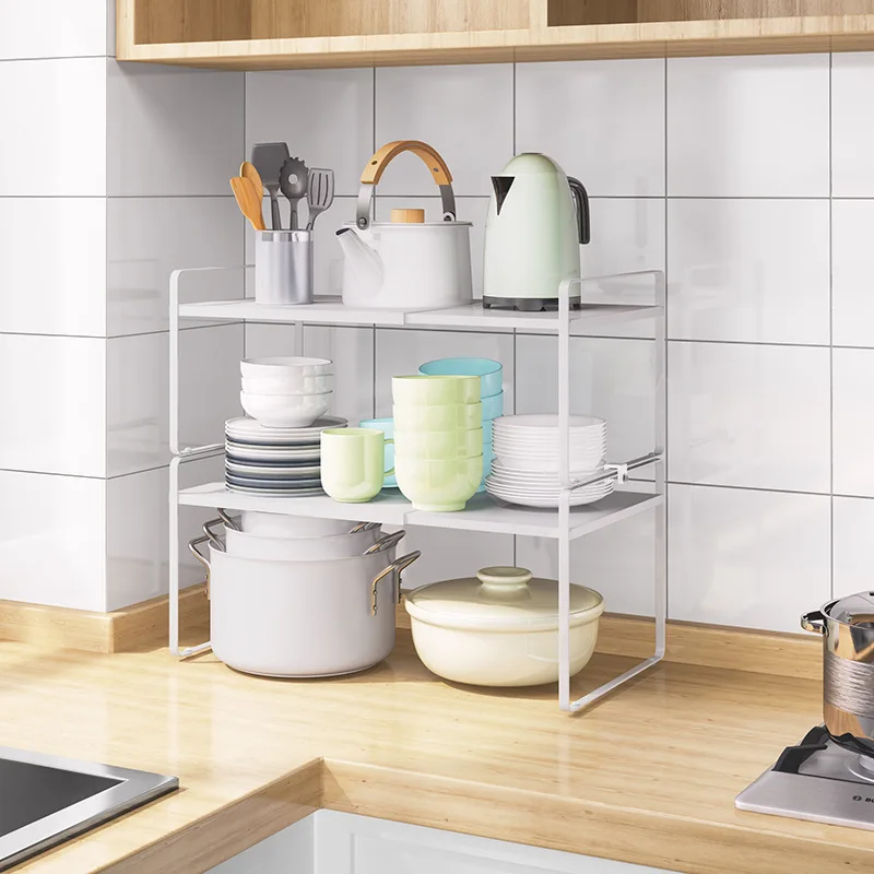 

Telescopic Kitchen Storage Rack Layered Shelf Cupboard Sink Dishes Condiment Counter Storage Microwave Shelf Kitchen Organizer