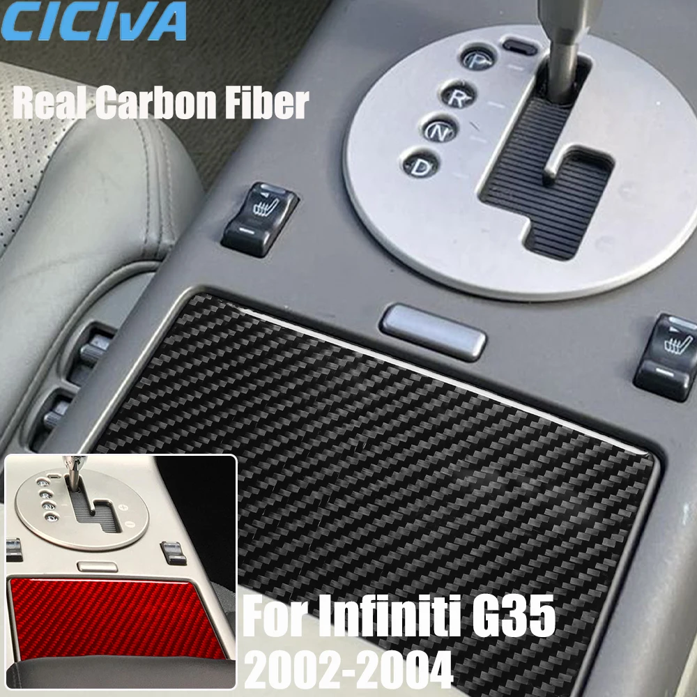 

Real Carbon Fiber Car Accessories Gear Cup Holder Panel Decorative Trim Cover Soft Sticker For Infiniti G35 V35 2002 2003 2004