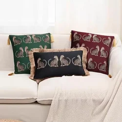 American Luxury Style Leopard Gold Tassel Pillow Case Decorative Home Pillowcase Bohemian for Bed Livingroom Sofa Pillow Cases