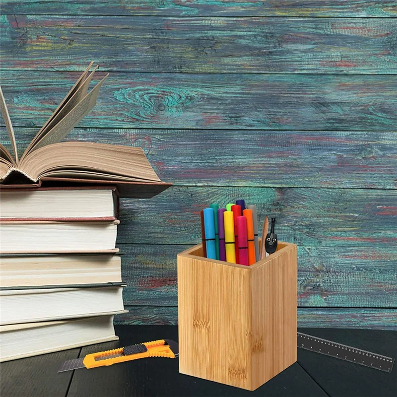 

Bamboo Wood Desk Pen Pencil Holder Stand Multi Use Pencil Cup Pot Desk Organizer Pencil Holders Pen Holders Easy To Use