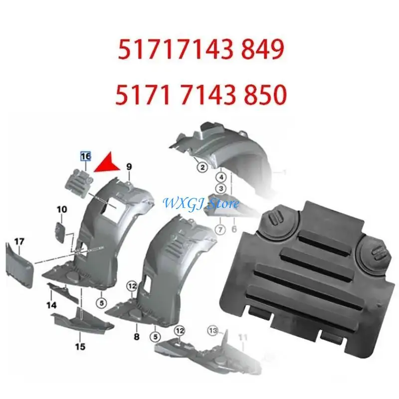

37JE 51717143849 51717143850 For E82 E88 E90 E91 Wheel Liner Arch Headlight Bulb Access Panel Cover