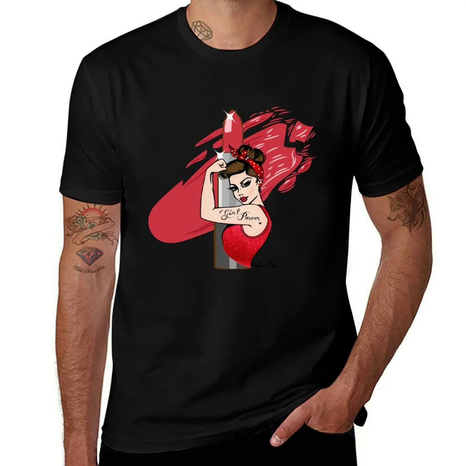 

Girl Power Red Lipstick vintage Pinup Lashes retro make up artist make up lover Icon T-Shirt