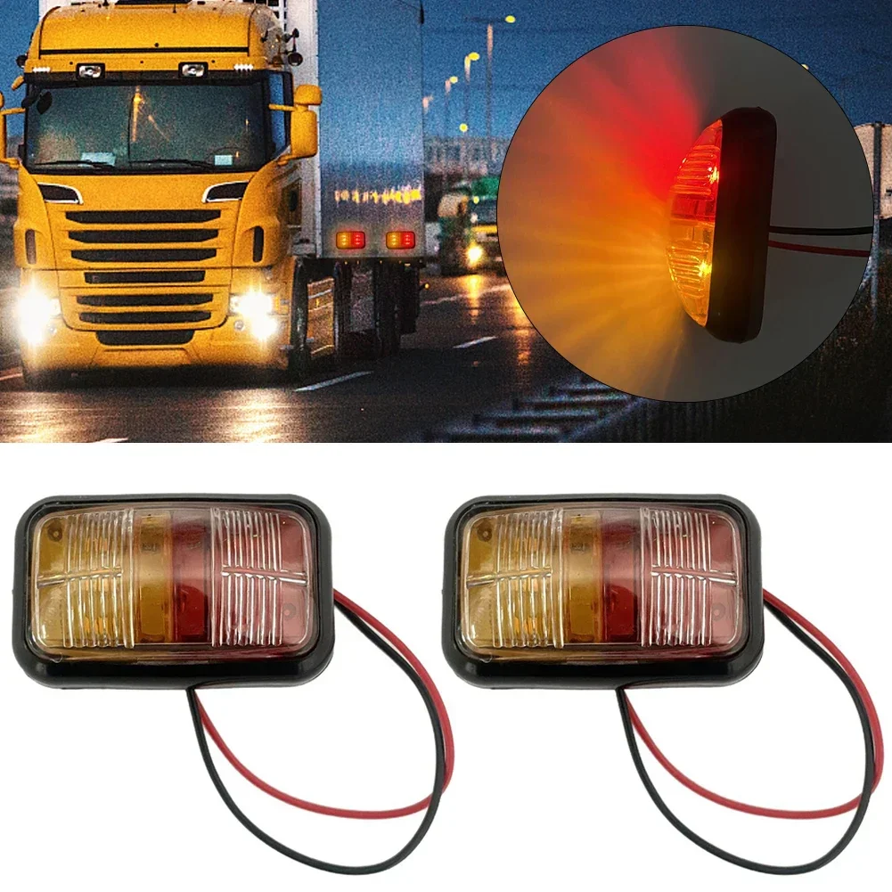 12-24V Car Red Yellow Auto Trailer Truck Lorry clearance Lamps LED Side Marker Lights Square Lights Warning Tail Light