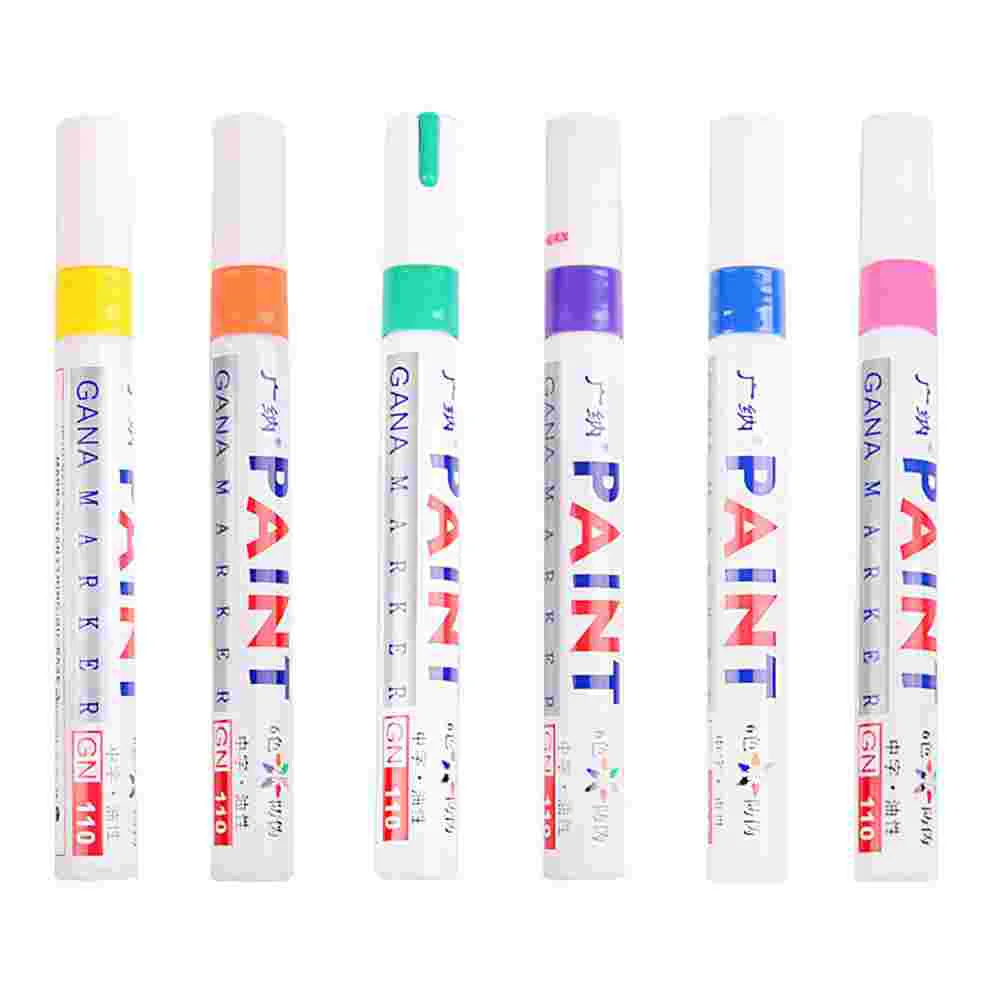 

6 Pcs Painting Pen Marking Pens Home Tool Graffiti Oil Oily Marker Plastic Car Coat Acrylic Office Waterproof