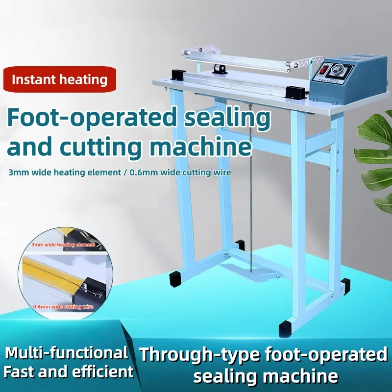 Floor Standing Foot Pedal Impulse Heat Sealer Adjustable Temperature Manual Plastic Pouch Sealing Machine Light Metal Frame