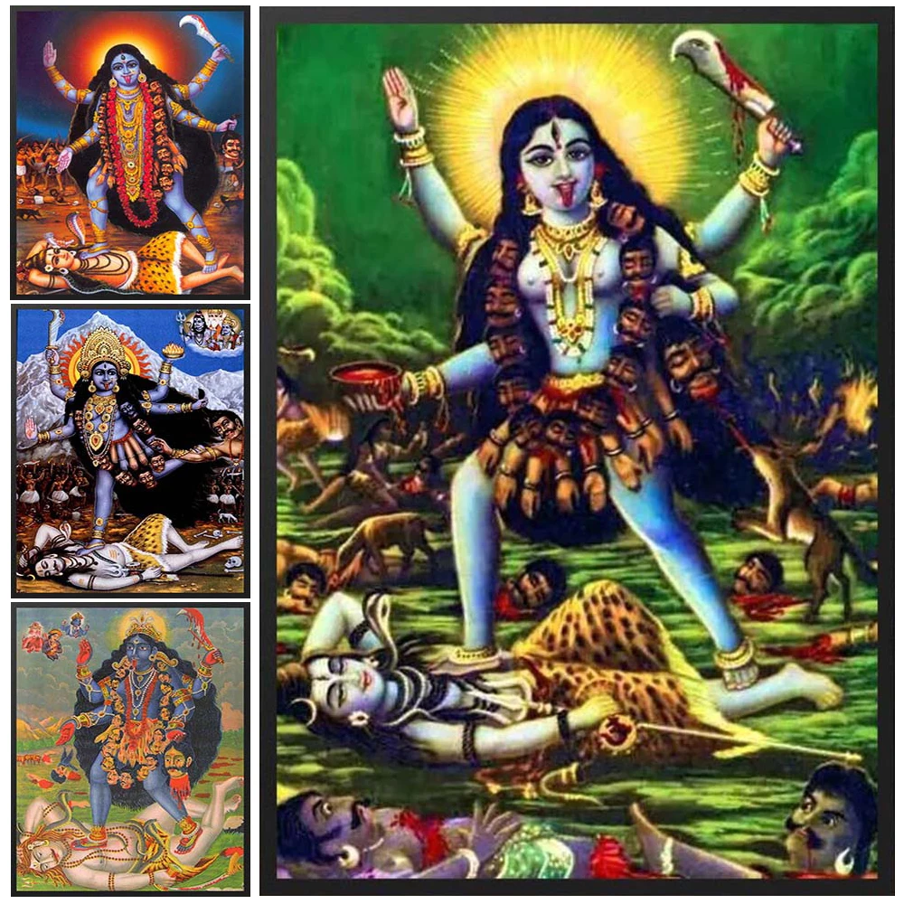 Indian Religion Goddess Kali Posters Prints Wall Pictures For Living Room Nordic Poster Wall Art Canvas Painting Unframed