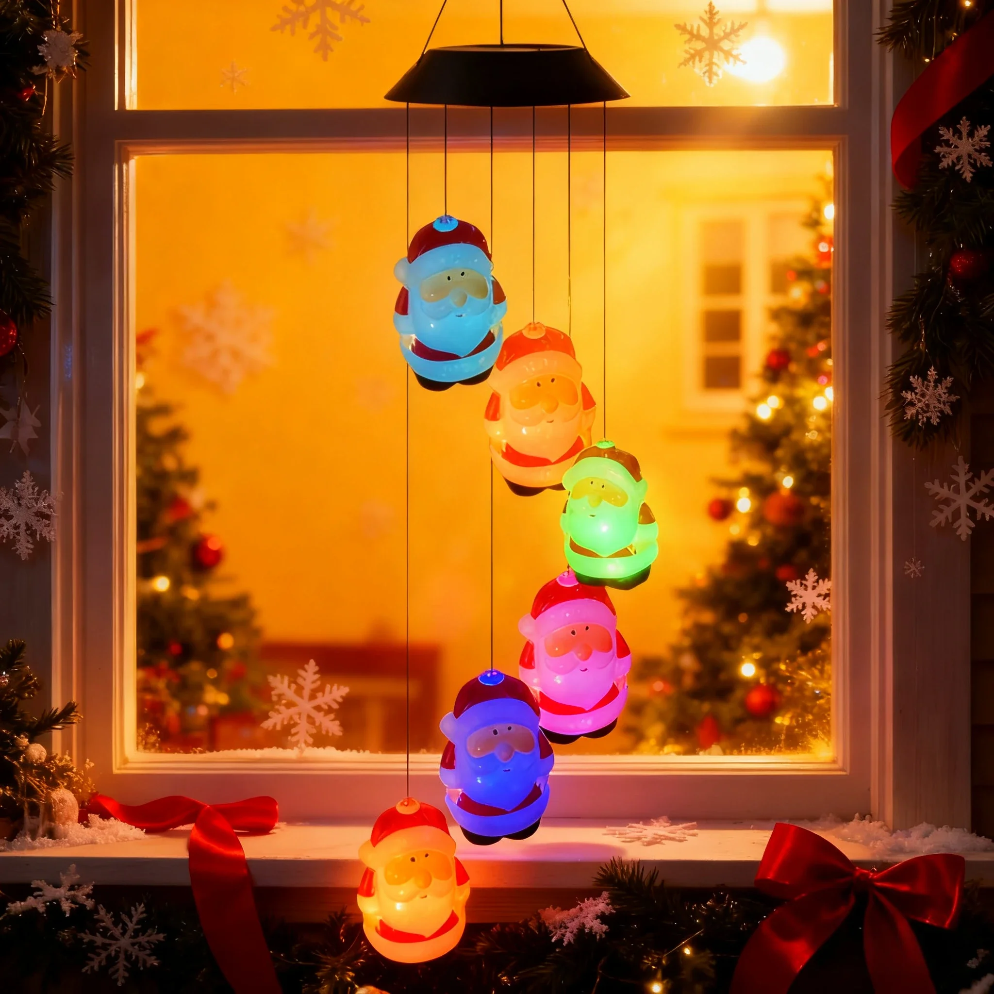 الملونة سانتا كلوز الكرة ضوء الشمس مصابيح تعليق للزينة 2025 عيد الميلاد السنة الجديدة الديكور غرفة نوم فناء الرياح الرنين مصابيح