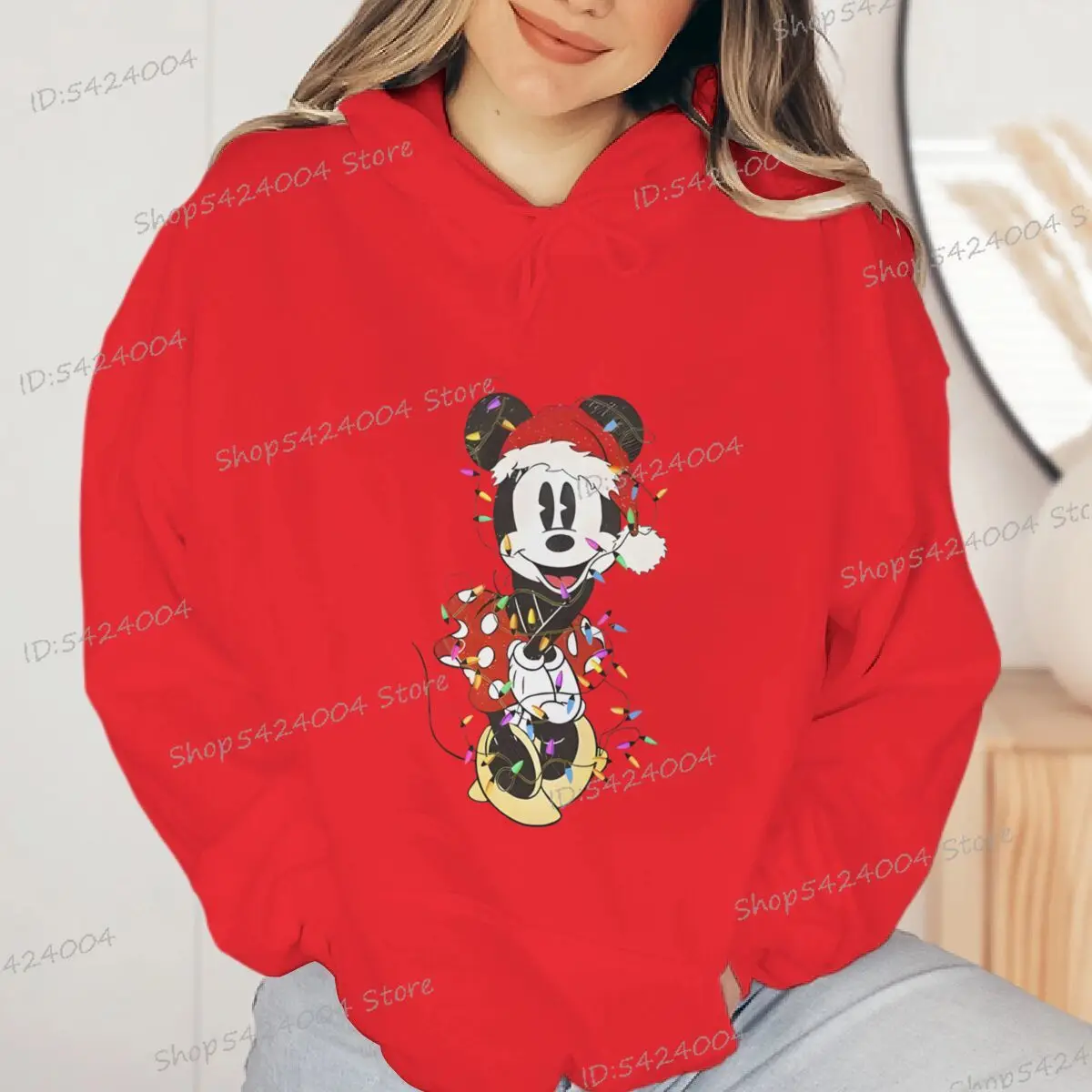 Vintage Mickey Minnie Christmas Hoodies Cartoon Long Sleeve Women Men Hoody Autumnn Winter Couple Matching Hooded Gifts