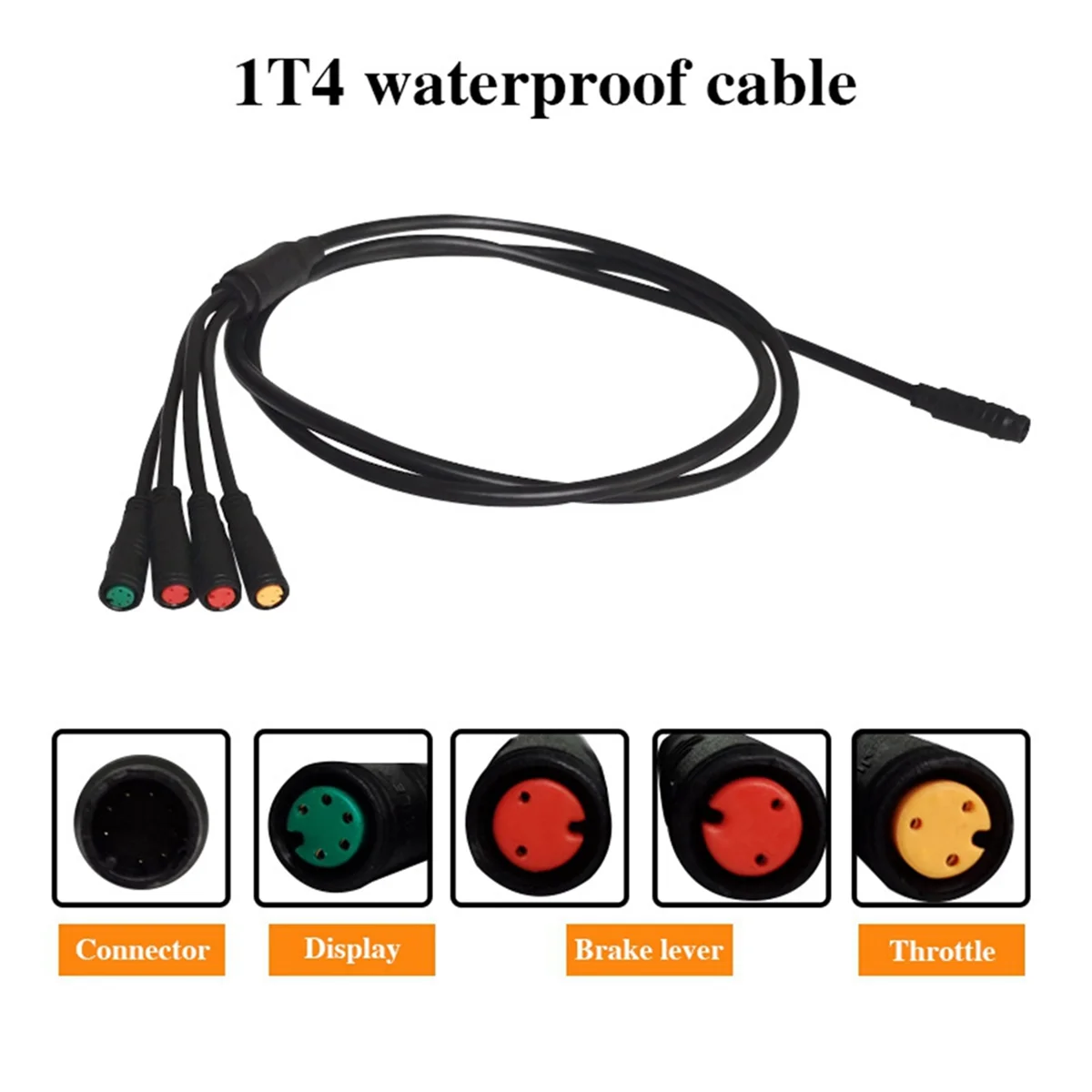 For BAFANG Mid-Mounted Motor Accessories Mid-Mounted 1T4 Adapter Waterproof Cable for Bbs01/02B BBSHD